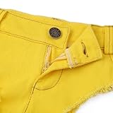 Sinleey Damen Mini Short Jeans Niedrige Taille Hot Pants Shorty Strand Erotik Mini Kurze Hose Sommer Enges Basic Sport Cocktail Abend Clubwear Sl Farben Gelb M