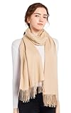 ELF KUCKUCK Schal Damen Winter Baumwolle Winterschal Pashmina, Geschenke für Frauen Freundin Mama, Hell Beige