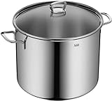 Silit Gemüse- Suppentopf Induktion 28cm, Glasdeckel, Topf 12l hoch, Edelstahl poliert, Topf groß Induktion, unbeschichtet, backofengeeignet