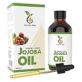 Natura Pur Jojobaöl BIO 120ml in Glasflasche - 100% rein und kaltgepresst - Jojoba Öl Gold für Kosmetik, Gesicht, Haare, Haut, Nägel - Organic Jojoba Oil for Hair