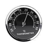 CHIHUOBANG Rundes Mini-Auto-Thermometer, analog, 58 mm, mechanisches Thermometer für drinnen und draußen, mit Klebestreifen