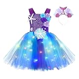 E Girl Schmuck Kleinkind Kinderkostüm Mädchen Halloween Historisches LED-Licht Tüllkleid Prinzessin Haarband Outfits Leggings Mädchen (PP2, 2-4 Years)