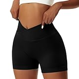flintronic Damen Gym Shorts, Stretch Fitness Hosen, V Cross Stretch Push Up Yoga Shorts, Kurz High Waist Nahtlos Workout Sportshorts, Butt Lift Sportshorts