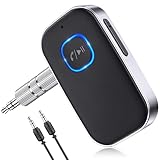 Glangeh Bluetooth Adapter Auto, Upgraded Bluetooth 5.3 Lärmminderung 3,5mm Aux Bluetooth Adapter, 16H Standby Bluetooth Adapter aux für Auto Audio System, Kopfhörer, Speaker, Stereo-Endstufen