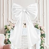 Große rosa Schleife, riesige Schleife, Dekoration, Satinband, Hintergrund, Themen-Raumzubehör, hängende Wanddekoration für Hochzeit, Weihnachten, Geburtstag, Partyzubehör (weiß)