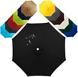 6/8 Streben Sonnenschirm Ersatzbezug 2/2.3/2.5/2.7/2.8/3/3.50m, Gartenschirm Stoff Ersatz UV-Schutz Strand Terrasse Sonnenschirm Ersatzteile,Schwarz,6 Ribs: 2.8m/9.2ft