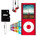 Hotechs MP3-Player/MP4-Player, MP3-Player mit 32 GB Speicherkarte, schlankes Design, digitales LCD-Display, 4,6 cm (1,8 Zoll) Display, FM-Radio