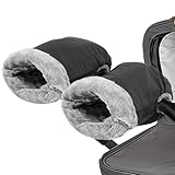 Flintronic Handwärmer Kinderwagen, Schwarz Kinderwagen Handwärmer, Universalgröße Handwärmer, Kinderwagenmuff mit Warm Flanell