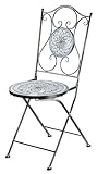 Kobolo Gartenstuhl Klappstuhl Metallstuhl - Mosaikoptik - weiß-blau - Outdoor - H 92 cm