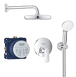 GROHE Eurosmart Cosmopolitan - Duschsystem Unterputz mit Tempesta 210 (wassersparend, 2 Strahlarten, automatische Umstellung Kopf- & Handbrause), rund, chrom, 25219001