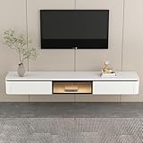 Wandmontierter, schwebender TV-Console, Wandmontierte Entertainment-Center-Console mit Aufbewahrungs-Schubladen, Wandmontierter TV-Schrank unter dem Fernseher, Entertainment-Medien-Console-Center.(Whi