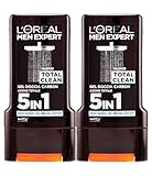 L'Oréal Paris Men Expert Total Clean Duschgel für Herren, 5-in-1, Carbon, sofortige Wirkung, feuchtigkeitsspendend für Körper, Gesicht, Haare, Rasur, Reinigungsformel mit pflanzlicher Holzkohle – 2