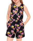 CenviaLuxy Jumpsuit Kinder Mädchen Sleeveless Overall Mädchen Sommer Kurzer Stil Onesie Kinder mit Tasche (7-8 Jahre)