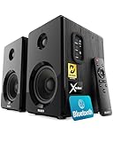 MAJORITY D40 Bluetooth Lautsprecher Boxen | 60W 2.0 Aktivlautsprecher | Studio Monitor mit 4'-Treiber | Regallautsprecher für HiFi Stereo mit Optischer, RCA-, USB- und AUX-Eingang | Fernbedienung