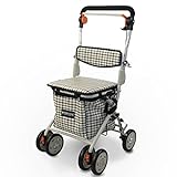 Mobiclinic®, Einkaufstrolley Rollator, Gehwagen mit großer Einkaufstasche und Sitz, Rollator faltbar und leicht, Einkaufswagen mit Sitz, Doppeltes Bremssystem, Gehhilfe, Aus Stahl, Stabil