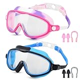 Moseem Schwimmbrille Kinder, 2 Stück Schwimmbrille 3-15 Jahre UV-Schutz,Anti-Nebel Kein Auslaufen Schwimmbrillen für Kinder, Mädchen, Jungen