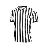 redgino Herren Schiedsrichtertrikot Schwarz & Weiß gestreift Kostüm Kurzarm Fußball Fußball Basketball Schiedsrichter Trikot Weihnachten Halloween Ref Uniform M