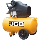 JCB Druckluft Kompressor AC50 (8 bar Betriebsdruck, 50 Liter Kessel, 257 Liter/min Ansaugleistung, 1800W, Manometer, Druckregler, Überlastschutz, Vollgummiräder) Luftkompressor