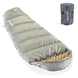 Skandika Vegas Junior Kinderschlafsack | Outdoor Camping Schlafsack für Kinder, weiches Innenfutter, kuschelig weich, wasserabweisend, Komfortbereich von 12 bis 3°C, 170 x 70 cm (Salbei)