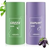 Grüntee-Aubergine-Reinigungsmaske, Porenverfeinernde Schlammmaske, Talgkontrolle, Feuchtigkeitsspendend, Mitesserentfernung, Für alle Hauttypen geeignet