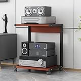 Audio-rack, Bodenstehender Audio- Video-medienständer, AV-Medienständer Mit Verstellbare Offene Rahmen- Unterhaltungs-stereo-komponentenschrank, Für Wohnzimmer, Heimkino, Verstärker-Rack(Teak,65cm)