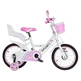 homewell 12/14/16 Zoll Prinzessin Fahrrad für Kinder mit Stützrad 2-8 Jahre, Lenker und Sattel höhenverstellbar, Kinderfahrrad mit Körben und Puppensitz, für Mädchen (14 Zoll)