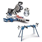 Scheppach HM254SPX Kappzugsäge inkl. 2.Sägeblatt - 2200W | Ø254mm Sägeblatt | Schnittbreite/höhe: 340mm x 90mm | inkl. Laser | Aluauflagen, Kapp und Gehrungssäge | inkl. Untergestell UMF1600