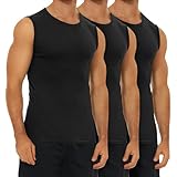 FALARY Unterhemden Herren Männer Schwarz Slim Fit Muskelshirts gekämmte Baumwolle 3er Pack
