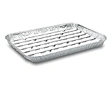 Verpackungsteam 50-teilige BBQ-Grillschale aus Aluminium, 34,4 x 22,4 cm, wiederverwendbar, verhindert den üblichen Holzkohlegeschmack. Ihr Grillgut bleibt nicht an der Schale kleben und ist einfach z