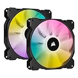 Corsair iCUE SP140 RGB ELITE Performance 140mm-PWM-Lüfter 2er-Pack mit iCUE Lighting Node CORE (CORSAIR AirGuide-Technologie, Acht Ansteuerbare RGB-LEDs, Leise 18 dBA, Bis zu 1.200 U/min) Schwarz