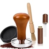 Dncvb Kaffee Tamper Set 58mm Espresso Tamper Espresso Nadel mit 6 Feinen Nadeln, Tamperpad, Reinigungsbürste, Gewichteter, Rutschfester, Kaffee Zubehör Geeignet für Baristas, Kaffeeliebhaber