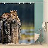 ZUGVJDX Duschvorhang,Blume Leopard Keine Reinigung Erforderlich, Antibakteriell Anti-Schimmel Duschspinne, Für Badezimmer.180x200cm