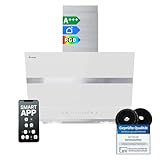 KKT KOLBE A+++ Dunstabzugshaube 60 cm 782 cbm/h Kopffreie Wandhaube Edelstahl weißes Glas WLAN RGBW-LED-Beleuchtung SensorTouch Bedienung HERMES6005WM