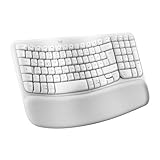 Logitech Wave Keys kabellose ergonomische Tastatur, gepolsterte Handballenauflage, komfortables natürliches Tippen, Easy-Switch, Bluetooth, Logi Bolt, Multi-OS,Windows/Mac,Deutsches QWERTZ Layout-Weiß