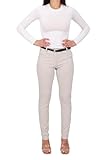 Malito - Damen Chinohose lang - schicke elastische Comfort Hose - festlich elegant mit Gürtel 1032 - beige L