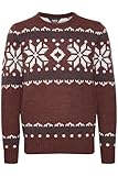 SOLID SDNorwig Herren Weihnachtspullover Norweger-Pullover Winter Strickpullover Grobstrick Pullover mit Rundhalsausschnitt, Größe:XL, Farbe:Wine Red Melange (8985)