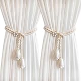 4 Stück Vorhang Raffhalter, Boho Raffhalter für Vorhänge, Gardinenhalter Raffhalter, Curtain Rope Buckle, Baumwollseil Handgewebt Vorhang Halter, zur Dekoration von Wohnzimmer Büro und Schlafzimmer