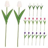 VICASKY 90 STK. Teiliges Künstliches Tulpen Realistische Berührung Zarte Dekoblumen für Strauß Farblich Gemischt Rot Weiß Langlebige Kunstblumen