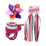 VICASKY 3Stücke Teiliges Kinderfahrradzubehör Set mit Lenkerglocke Pinken Quasten und Dekoration für Fahrräder und Roller