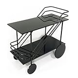 Beweglicher Speisewagen aus Eisen, Ablagetisch for Mahlzeiten und Teewagen mit Glasregal for den Einsatz im Weinschrank