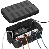 RESTMO Extra große wasserdichte Kabelbox, IP54 wasserdicht, Outdoor-Kabelsicherheitsbox, wetterfester Elektrokasten zum Schutz von Steckdosenleisten, Außensteckern (32 x 22 x 13 cm) - Schwarz