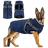 Woiil Hundejacke Hundemantel für Grosse Hunde Warmer Hundepullover Winter Hundejacke Weste Winddicht Hunde Mantel Hoodie Winter Außenjacke für Spazierengehen Navyblau XL