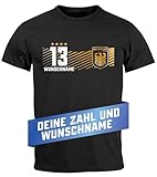 MoonWorks® Herren T-Shirt Deutschland Trikot personalisiert mit Name Fußball Europameisterschaft 2024 Fanshirt Frontprint schwarz 5XL