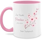 Tasse Tassen 325ml - Zur Taufe mit individuellen Taufspruch | Taufe Geschenke | Geschenk zur Taufe - 325 ml - Rosa - firmung personalisierte kommunion konfirmation namenstasse keramik name