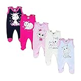 MEA BABY Unisex Baby Strampler mit Aufdruck aus 100% Baumwolle im 5er Pack. Baby Strampler für Mädchen Baby Strampler für Jungen (56, Mädchen 3)