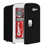 WANNYTON Mini Kühlschrank 4 L, Mini Kühlbox mit Kühl-/Wärmefunktion, tragbarer Kosmetik Kühlschränke, Autokühlbox AC 220-240 V DC 12 V, für Auto Camping Büro Schlafzimmer (Schwarz)