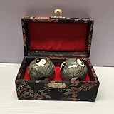 Qi-Gong Kugel, Heilkugeln Gesundheit Kugel Massage Yin Yang Klang-kugeln 40mm mit Box grau