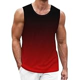 DIJX Ärmelloses Tanktop für Herren im Sommer, einfarbig, bedruckt, Freizeit, Urlaub, ärmellos Tank Top Anzug Herrenwesten (Red, M)