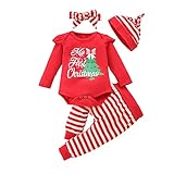 Xumplo Baby Mädchen Erste Weihnachten Kleidung Baby Xmas Outfit Niedliche Bodysuit für Kleinkind Mädchen Kleidung Set 0-3 Monate Rot