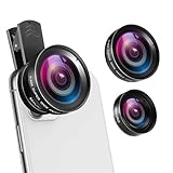 Universal Handy Objektiv Set, 2 in 1 makro objektiv Handy, Telefonkamera Objektiv Set, 0.45X Weitwinkelobjektiv & 15X Makroobjektiv, Universeller Clip, Für die meisten Smartphones